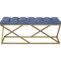 Банкетка GreenWeen ZUMA, золотой каркас, сидение шенилл цвет Steel Blue, Bulon, 1100x400x450 GW-ZUMA-SBLUE-110G-BL
