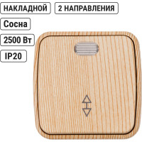 1-клавишный переключатель на 2 направления TDM ELECTRIC открытой установки с подсветкой IP20 10А, сосна "Дача" Народная SQ1824-0056