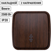1-клавишный переключатель на 2 направления TDM ELECTRIC открытой установки IP20 10А, венге "Дача" Народная SQ1824-0043