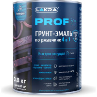 Грунт-эмаль по ржавчине 4 в 1 ЛАКРА  prof it, быстросохнущая, база а, ral 9003, 0.8 кг ЛА-00001591