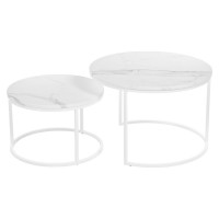 Набор кофейных столиков BRADEX tango белый мрамор, с белыми ножками, 2 шт. RF 0351