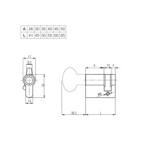 Цилиндровый механизм половинчатого типа KALE KILIT 164M 05+10+26: 41mm, NP, STB 164M0000010