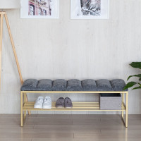 Банкетка GreenWeen RUBY золотой каркас, сидение шенилл, цвет Steel Grey, Bulon, 1100x400x450 мм GW-RUBY-SGREY-110G-BL