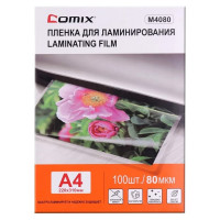 Пленка для ламинирования COMIX формат А4, плотность 80 мкм, комплект 100 шт M4080