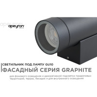Уличный настенный светильник Apeyron 1хmax 35вт gu10, ip54, графит, алюминий 11-118