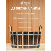 Ушат "шайка" Банные штучки 10 л, с нержавеющей вставкой, обожжённая липа 33238