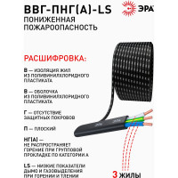 Кабель ЭРА ВВГПнг(А)LS 3x2,5 мм2 50м Б0058797