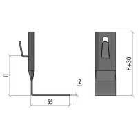 Угловой держатель зажимной Система КМ для прутка D5-8 мм H80 мм HD MA0138 UDZ-H80-D5-8 HD