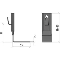 Угловой держатель зажимной для прутка Система КМ D5-8 мм H60 мм AURAFORT TD MA0127 UDZ-H60-D5-8 TD