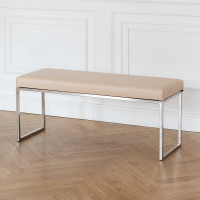 Банкетка GreenWeen ALBA, каркас н/ж сталь, сидение экокожа цвет Light Beige, 1100x400x450 GW-ALBA-NER-LEA-110-LB