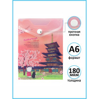 Папка-конверт COMIX География на кнопке А6 Япония 12 шт в упаковке A1856 JP