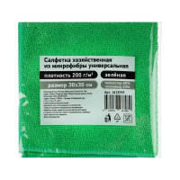 Универсальная хозяйственная салфетка ООО Комус из микрофибры 200 г/кв. м, 30x30 см, зеленый 1612797