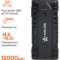 Пусковой аккумулятор Airline 12000 мАч (44.4Втч), 750 А, 14.8 В, умные провода, пуск ДВС 3.0d, кейс AEAB006