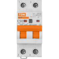Дифавтомат TDM ELECTRIC АД2P 2Р С50 300мА 6кА тип АС SQ0204-0623