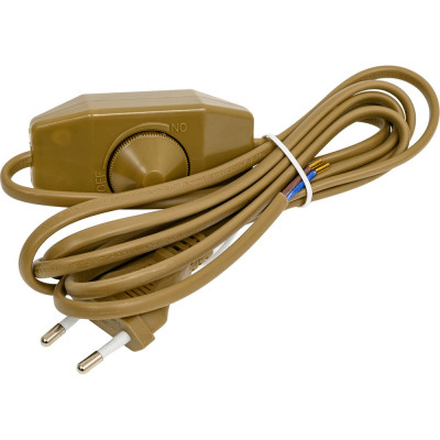 Шнур с вилкой и проходным выключателем-регулятором ООО "ОПТИКОМ ЭЛЕКТРИК" золотой 2м 2x0,75мм2 1404.0799