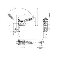 Вертикальная защелка из нержавеющей стали со стопорной рукояткой, макс. усилие 100 кг KUKAMET S351-1-L
