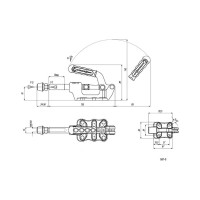 Плунжерный зажим с горизонтальным кронштейном KUKAMET, усилие 250 кг 531-3-Q12