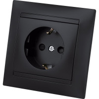 Розетка TDM ELECTRIC Лама 2П+З 16А 250В с защитными шторками, графит SQ1815-0611