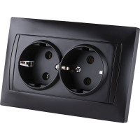 Двойная розетка TDM ELECTRIC Лама 2П+З 16А 250В графит SQ1815-0625
