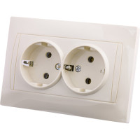 Двойная розетка TDM ELECTRIC Лама 2П+З 16А 250В слоновая кость SQ1815-0125