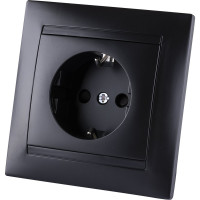 Розетка TDM ELECTRIC Лама 2П+З 16А 250В графит SQ1815-0623