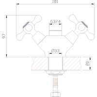 Корпус смесителя ARCO DA VELLA кресты, материал цинк, с гайкой 12195