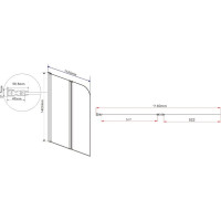 Душевая шторка на ванну VINCEA 1140x1400, черный, стекло прозрачное VSB-12114CLB