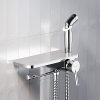 Смеситель монтируемый в стену Damixa Jupiter с гиг. душем и полкой, хром 773500001