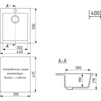Мойкa MIXLINE ml-gm14 ультра-белая (341), 420x500x190 мм new 551907