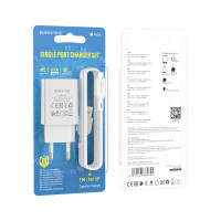 СЗУ Borofone ba68a glacier 1xusb, 2.1а + кабель lightning 8-pin, 1м (белый) 0L-00055773 23752-BA68AWI
