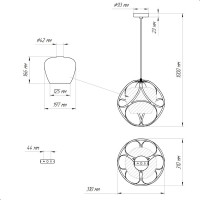 Подвесной светильник ЭЛЕТЕХ Романо 212 черный муар (Плафон 7589) НСБ 01-60-182 Е27 [ИМ] 1005405228