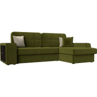 Угловой диван Лига диванов Брюссель правый полностью микровельвет зеленый 29387