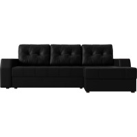 Угловой диван Лига диванов Эмир БС правый полностью экокожа черная 28404