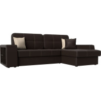 Угловой диван Лига диванов Брюссель правый полностью экокожа коричневая 29396