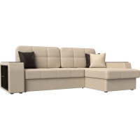 Угловой диван Лига диванов Брюссель правый полностью экокожа бежевая 29394