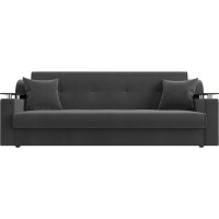 Прямой диван Лига диванов книжка Сенатор полностью велюр серый 100623