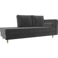 Кушетка Лига диванов Прайм правый полностью велюр серый 100877