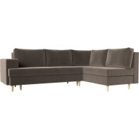 Угловой диван Лига диванов Сильвана правый полностью велюр коричневый 100842