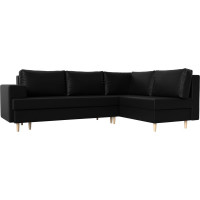 Угловой диван Лига диванов Сильвана правый полностью экокожа черная 100857