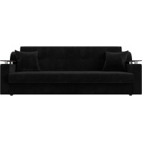 Прямой диван Лига диванов книжка Сенатор полностью велюр черный 100625