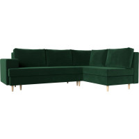 Угловой диван Лига диванов Сильвана правый полностью велюр зеленый 100841