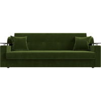 Прямой диван Лига диванов книжка Сенатор полностью микровельвет зеленый 100615