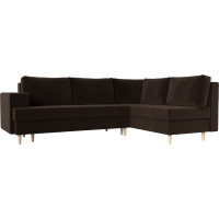 Угловой диван Лига диванов Сильвана правый полностью микровельвет коричневый 100848