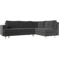 Угловой диван Лига диванов Сильвана правый полностью велюр серый 100843