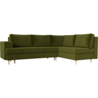 Угловой диван Лига диванов Сильвана правый полностью микровельвет зеленый 100847
