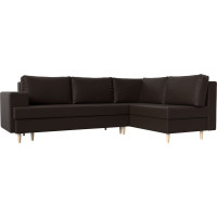 Угловой диван Лига диванов Сильвана правый полностью экокожа коричневая 100856
