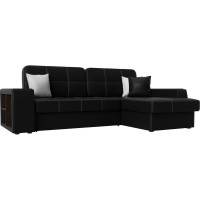 Угловой диван Лига диванов Брюссель правый полностью экокожа черная 29397