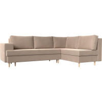 Угловой диван Лига диванов Сильвана правый полностью велюр бежевый 100839
