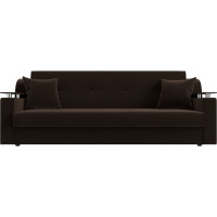 Прямой диван Лига диванов книжка Сенатор полностью микровельвет коричневый 100617