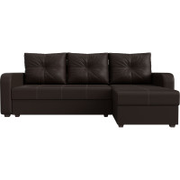 Угловой диван Лига диванов Ливерпуль Лайт угол правый полностью экокожа коричневая 117742